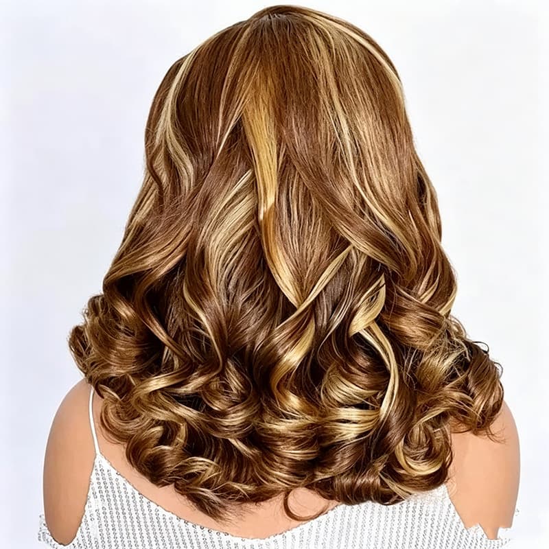 Wholesale Amazon Pre-Lace Wig Cross-Border Small Curly Hair Women's Highlighted Gradient Short Curly Wig Fluffy Realistic Hair