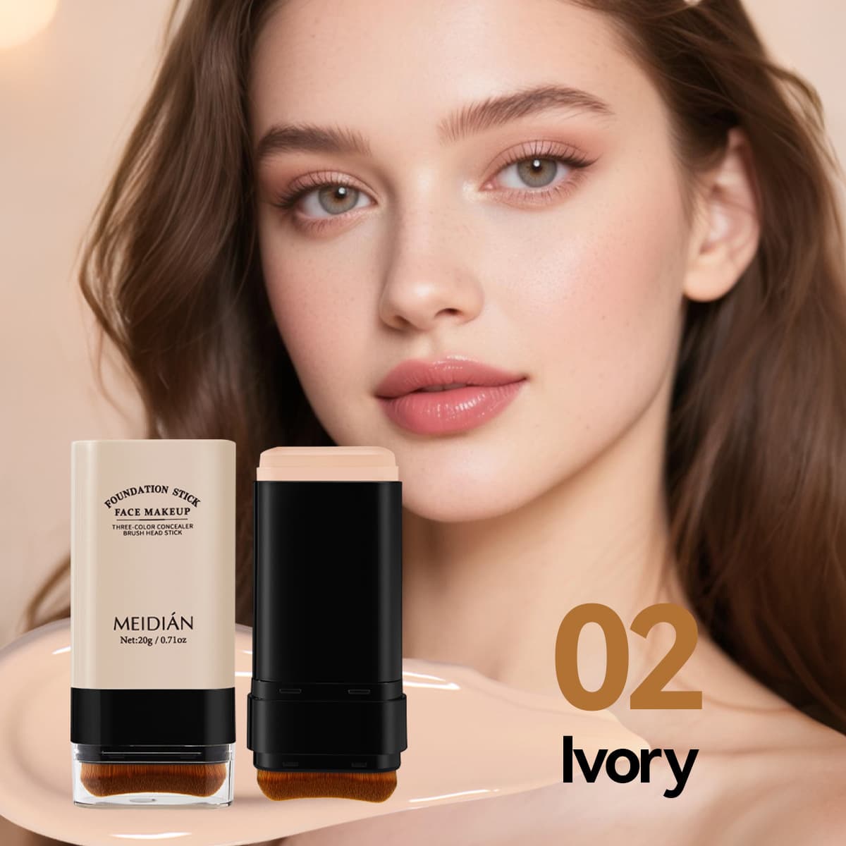 Meidian Dual-Ended Foundation Stick - Hydrating, Light, Long-Lasting, Non-Sticky Amazon Bestseller