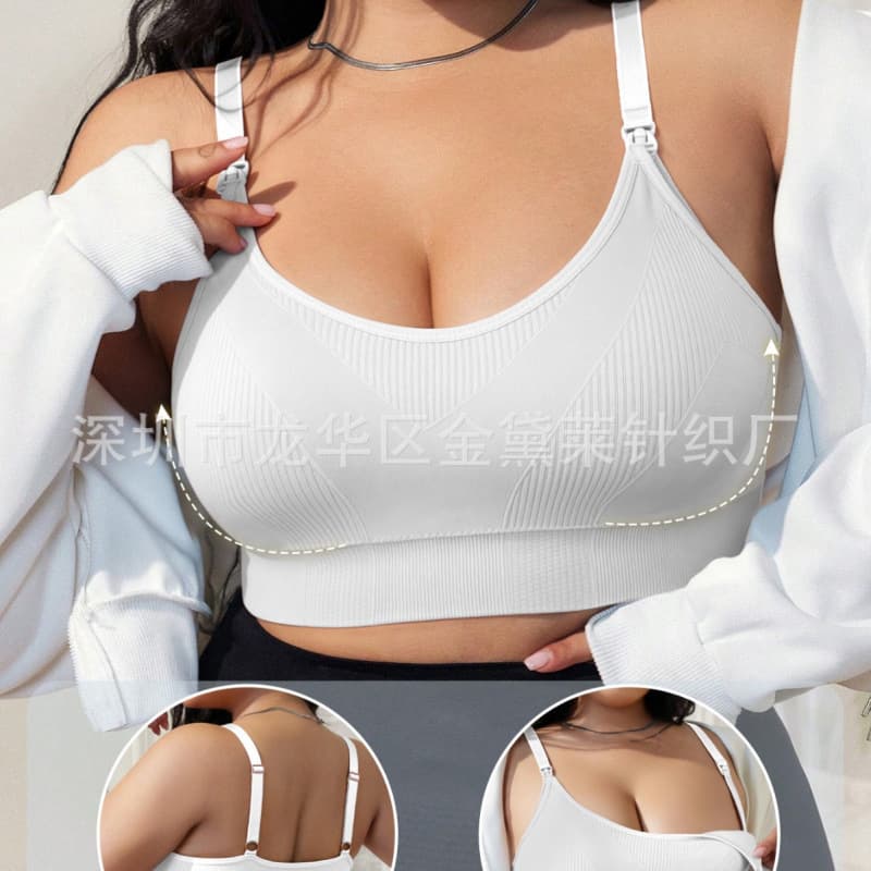 Amazon Cross-Border European Plus-Size Lingerie Women's Nursing Bra Without Underwire Front-Opening Special Breastfeeding Bra