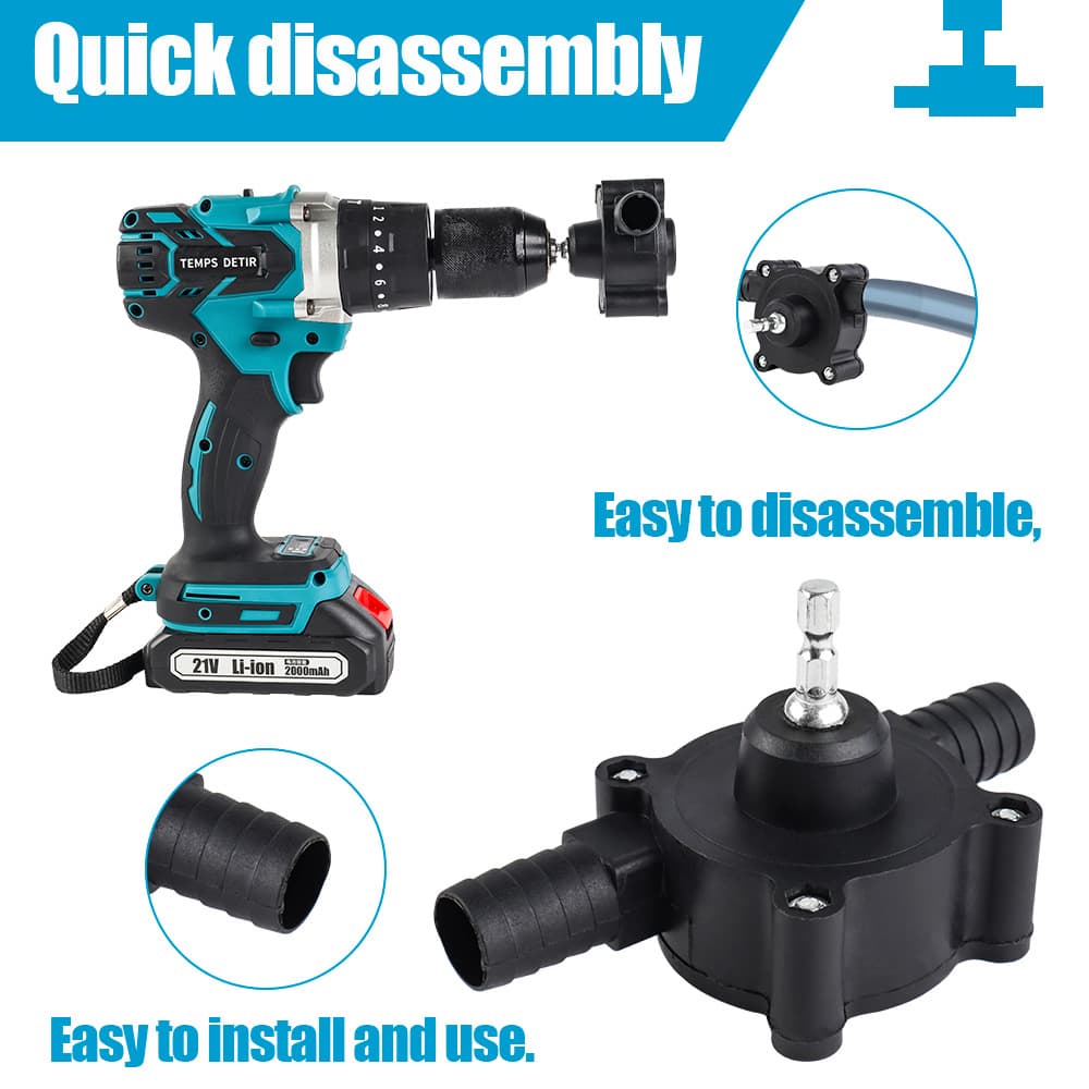 Black Small Home Water Pump, Electric Drill Pump, Portable DC Self-Priming Centrifugal Pump