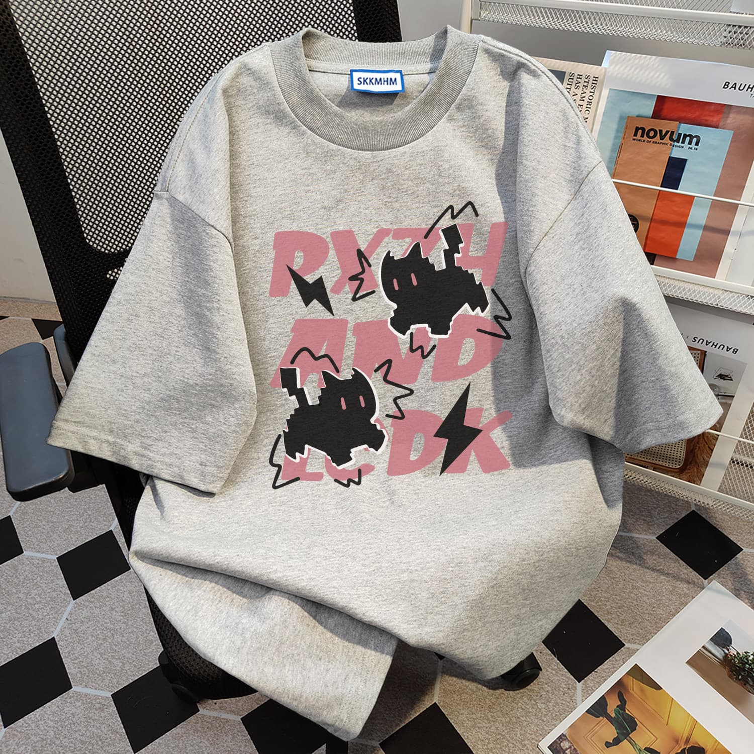 Women's Pure Cotton American Retro Cartoon Print Short-Sleeve T-Shirt, New Summer Style, Loose Round Neck, College Style, Versatile Top