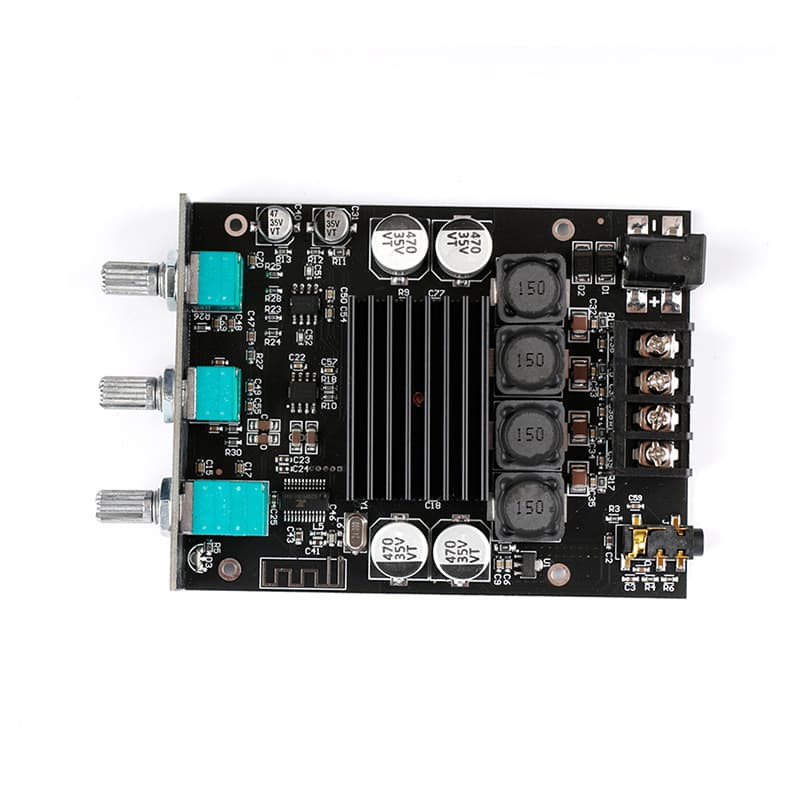 Audio amplifier board module 100W*2, high and low frequency adjustment, Bluetooth 5.0 subwoofer, dual-channel stereo, housing.