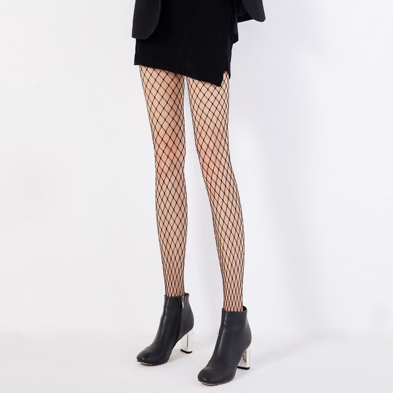 Fishnet Flower Hollow Bow JK Socks Crescent Mesh Rhinestone Sexy Black Stockings Vertical Striped Plaid Pantyhose Women's Hosiery