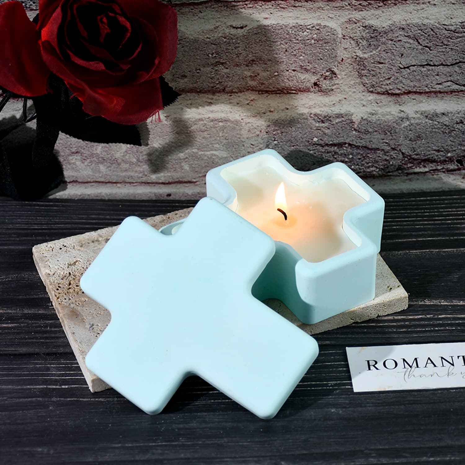 Deyiyangyang DIY Mold Halloween Cross Candle Holder Gypsum Silicone Mold