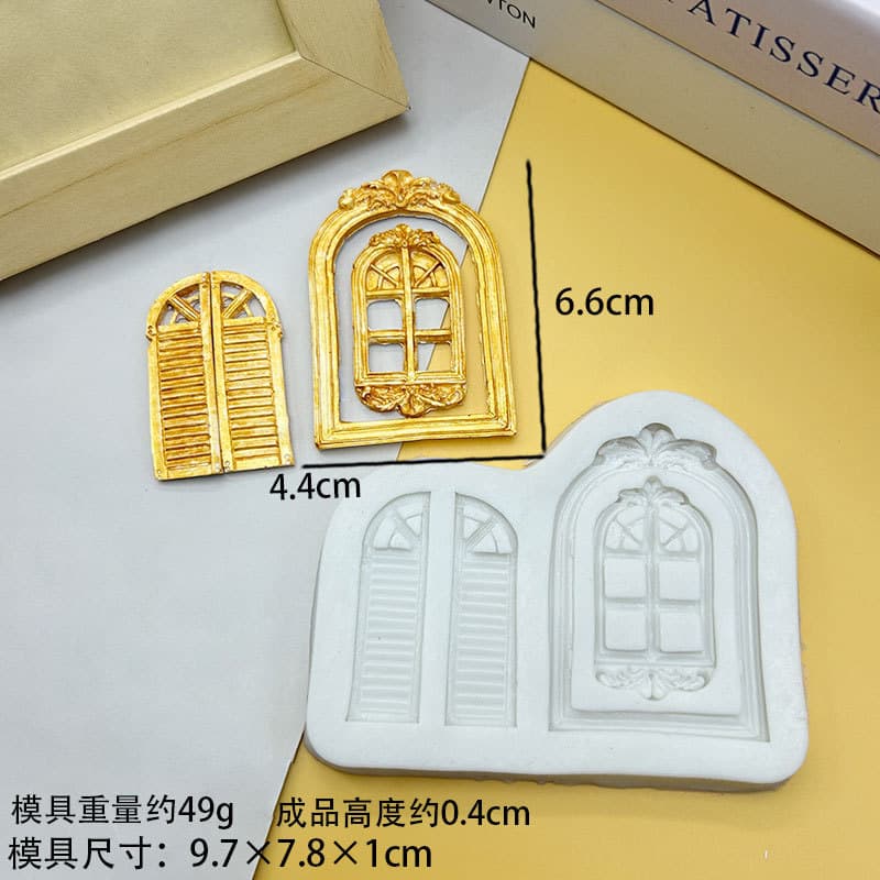 Princess Castle Window Fondant Silicone Mold, Chocolate Door Window Flower, European Style Aromatherapy Plaster Candle Resin Mold
