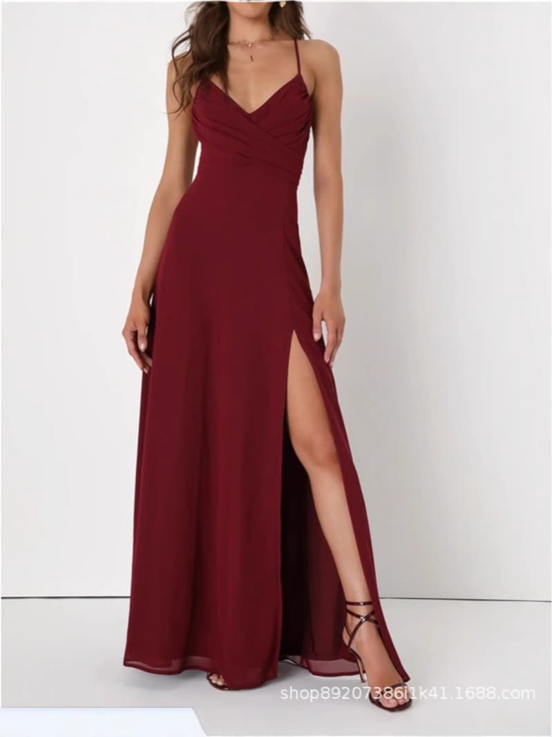 Amazon US & EU Chiffon Bridesmaid Dress Long Maxi Dress Slimming Off-Shoulder Bridesmaid Party Gown for Women