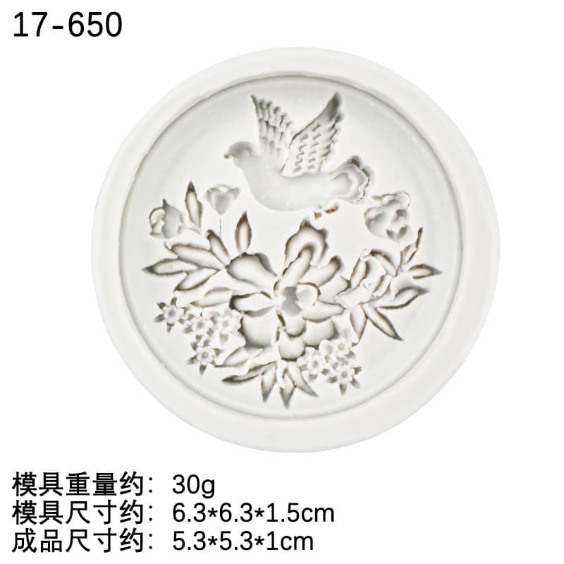 Chinese Wedding Blessing Peony Dove Festive Decoration Mold Cake Baking Mold Handmade Soap Plaster Candle