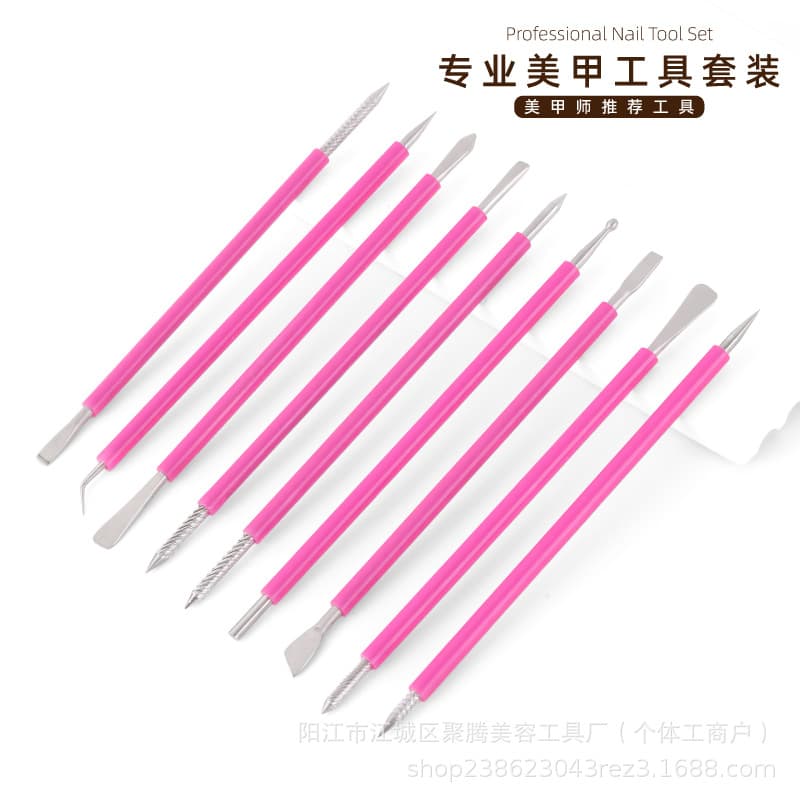 Silicone Stainless Steel Cuticle Pusher Double-Head Nail Art Transfer Plate