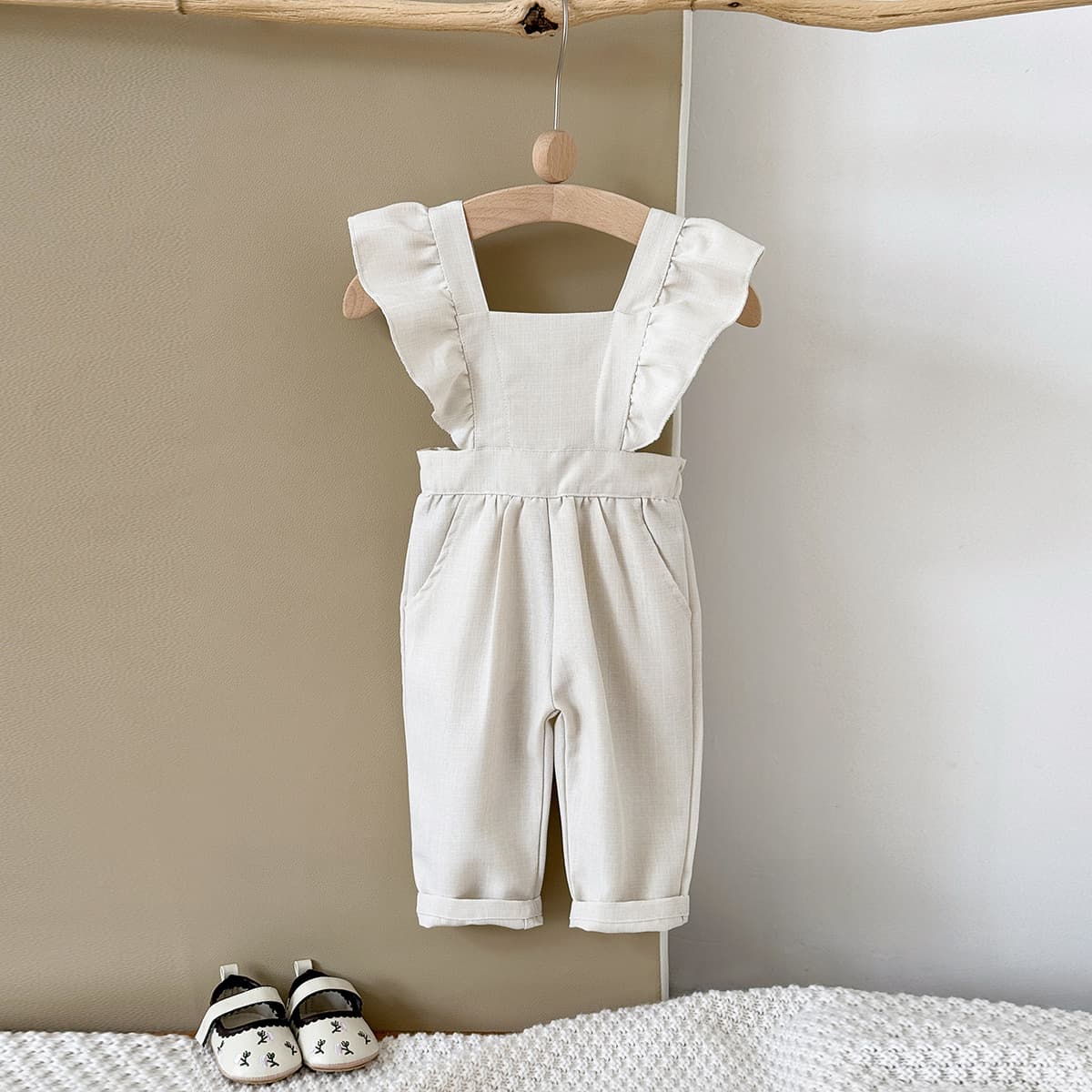 Korean Style Stylish Children's Romper 2025 Summer New Style Girls' Korean Style Elegant Flutter Sleeve Romper