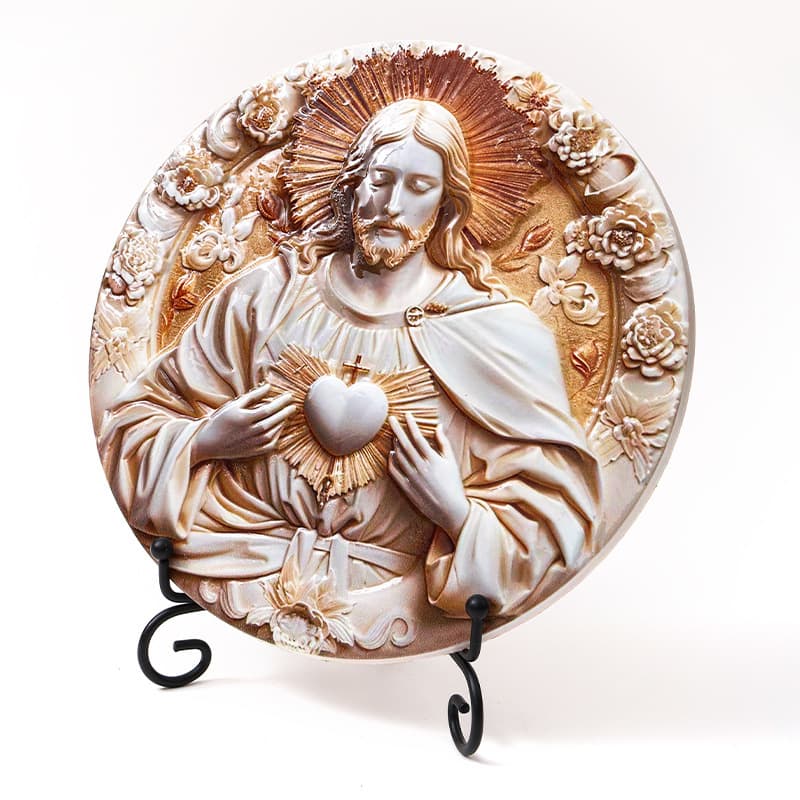 Resin Figure Hand on Heart Ornament Church Home Decor Craft