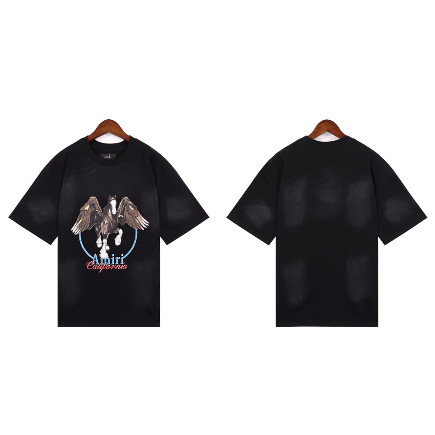 Am1Ri24 New Logo Short-Sleeved T-Shirt Number 22 Washed Retro Couple Trendy Sports 5-Point Shorts Set