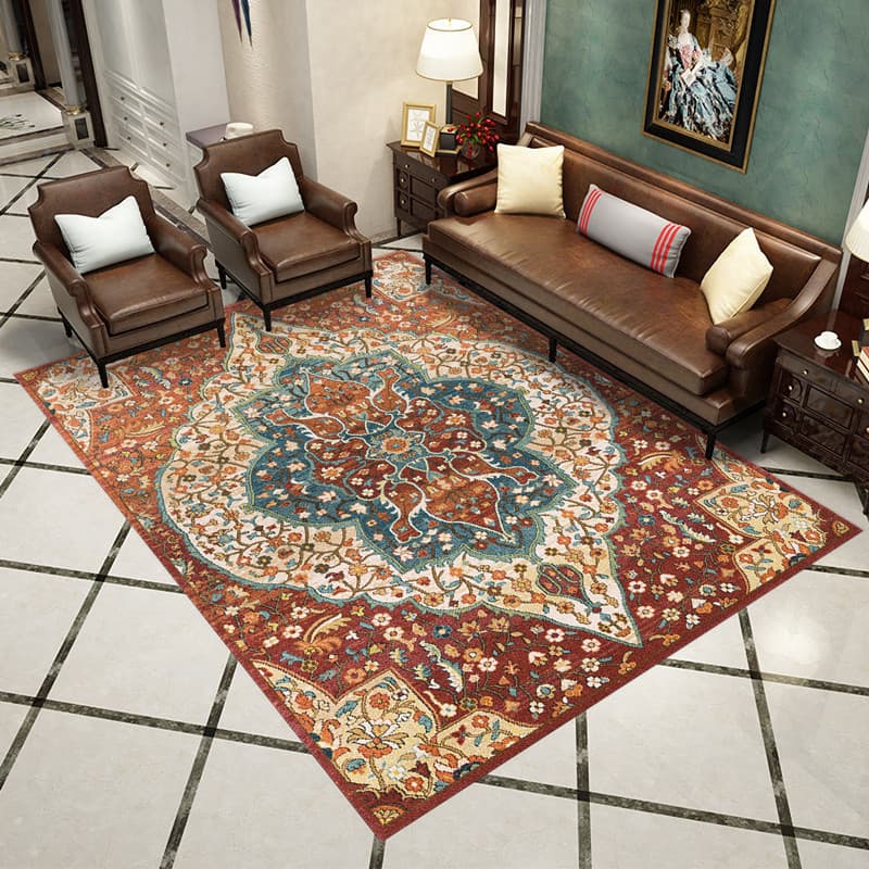 American retro bohemian style rug, large area, non-slip, decorative rug for sofas and coffee tables, cross-border wholesale.
