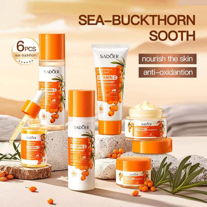 Cross-Border Facial Cream Sadoer Sea Buckthorn Vitamin C Antioxidant Moisturizing Cream Facial Skin Care Products Full English Series