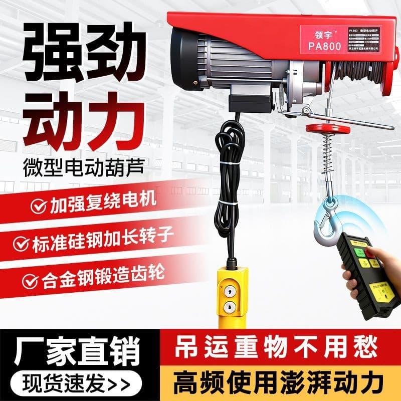 Lingyu Mini Electric Hoist 220V Household Small Crane Winch Wireless Remote Control Lifting Crane