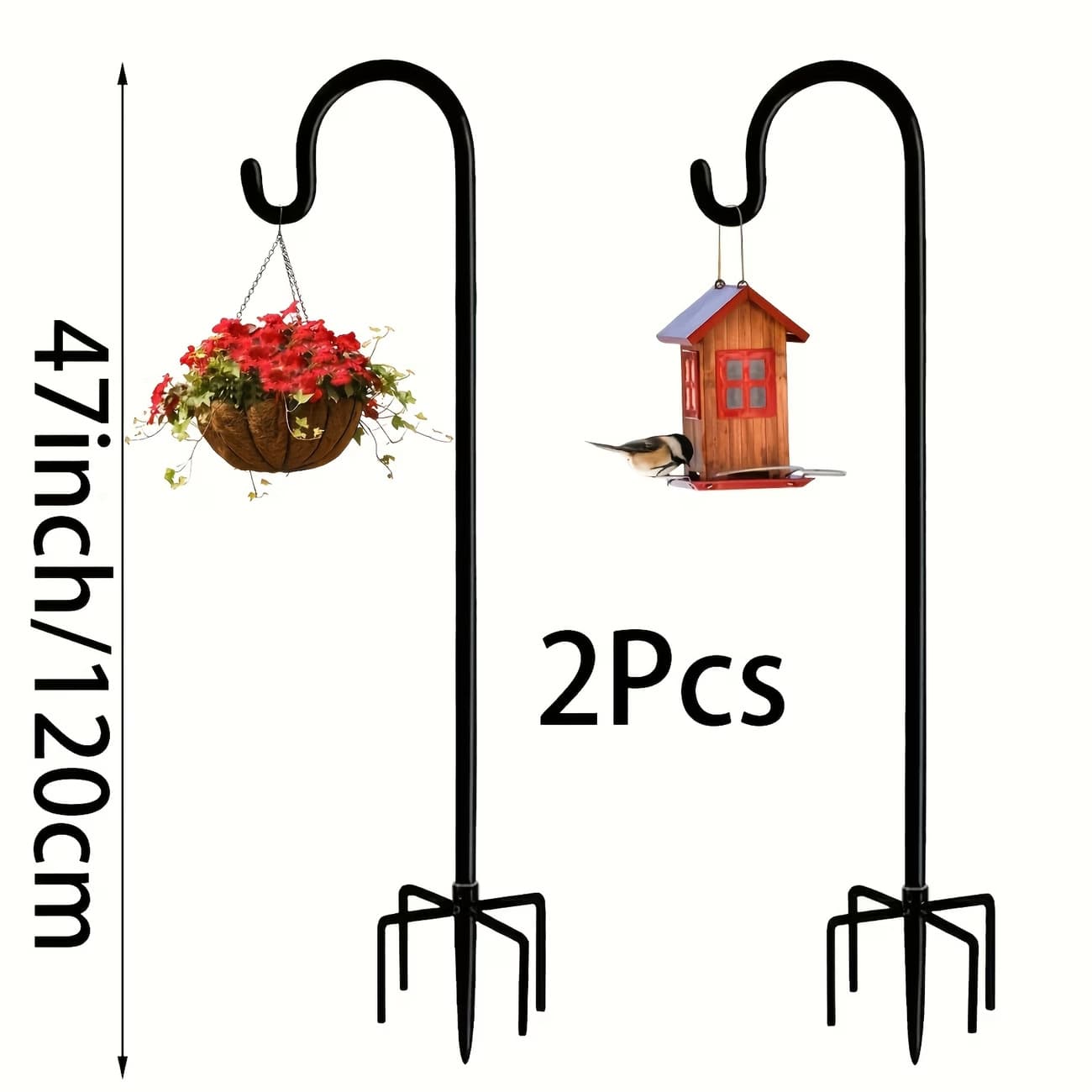 Iron Shepherd Hook Outdoor Garden Ground Insert Stake Holder 120 Hooks