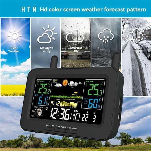 1 set. Color: White. Material: ABS. US standard AC100-240V. Indoor/Outdoor Wireless Thermometer and Hygrometer.