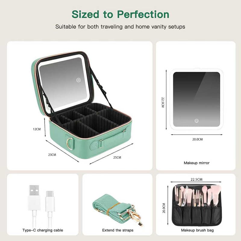 Cross-border e-commerce, urban minimalist makeup artist case, wholesale, light luxury high-end makeup case with mirror and light.