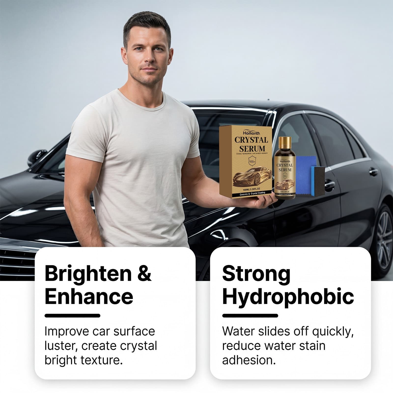 HOMONTH Automotive Ceramic Coating Kit: Automotive Paint Resurfacing, Brightening, Stain Resistance, and Convenient Care Coating Set