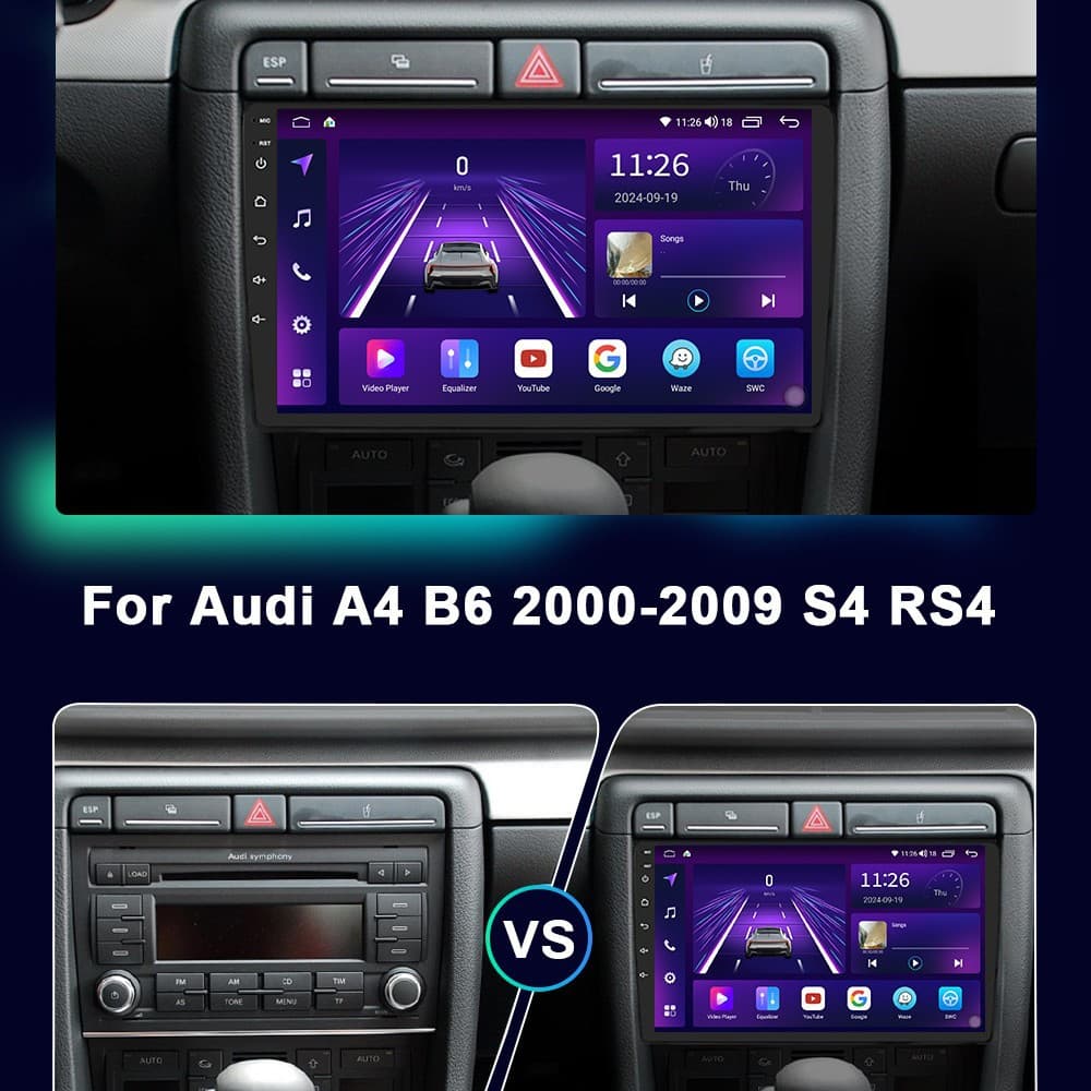 9-inch Android Car Radio Player with WiFi Navigation for 00-09 Audi A4