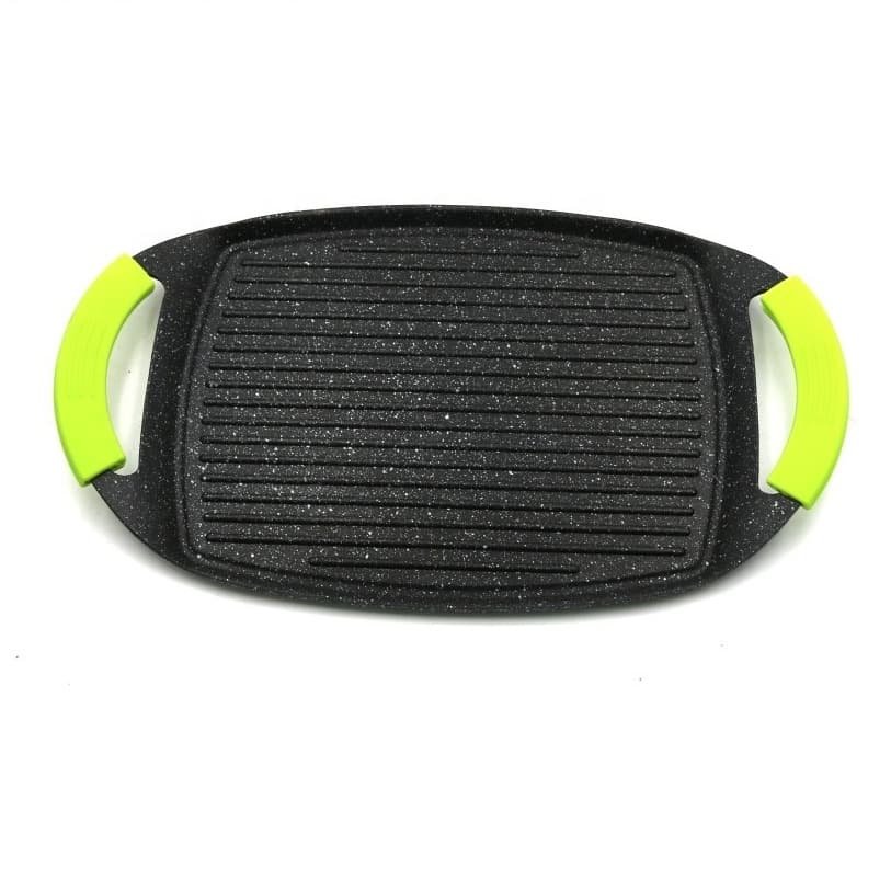 Aluminum teppanyaki plate, commercial Western-style rectangular steak plate, street food barbecue plate, round teppanyaki plate, grilled fish plate.