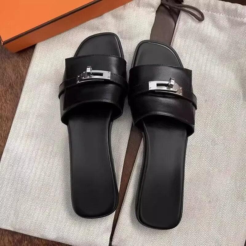 2026 Summer New Fashion Versatile Square Toe Open Toe Flat Comfortable Durable Women's Sandals Slip-on
