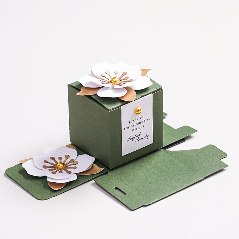 Exquisite and Creative Korean-Style Green Square Three-Dimensional Flower Candy Box Wedding Engagement Gift Packaging Box