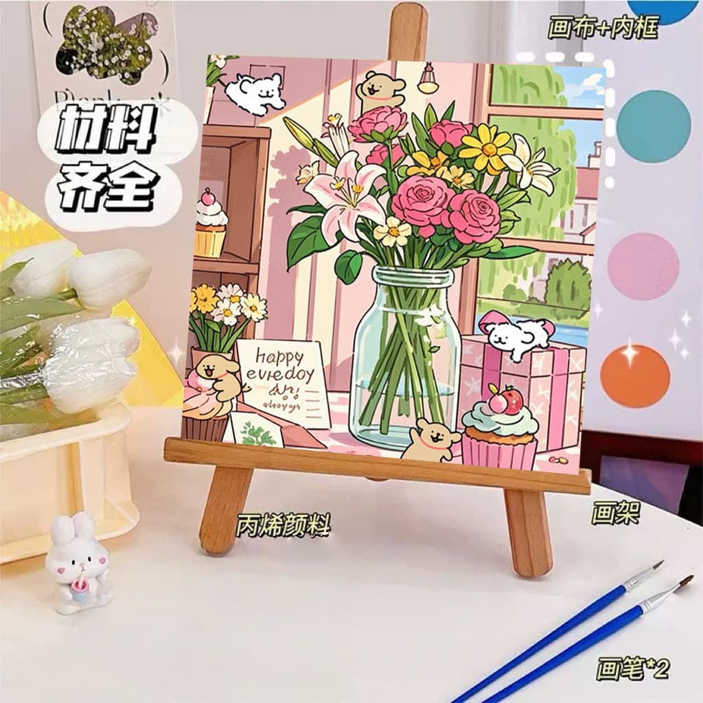 Line Dog Digital Oil Painting DIY Cartoon Anime Coloring Acrylic Oil Painting Night Market Stall Manufacturer Wholesale Spot Stock