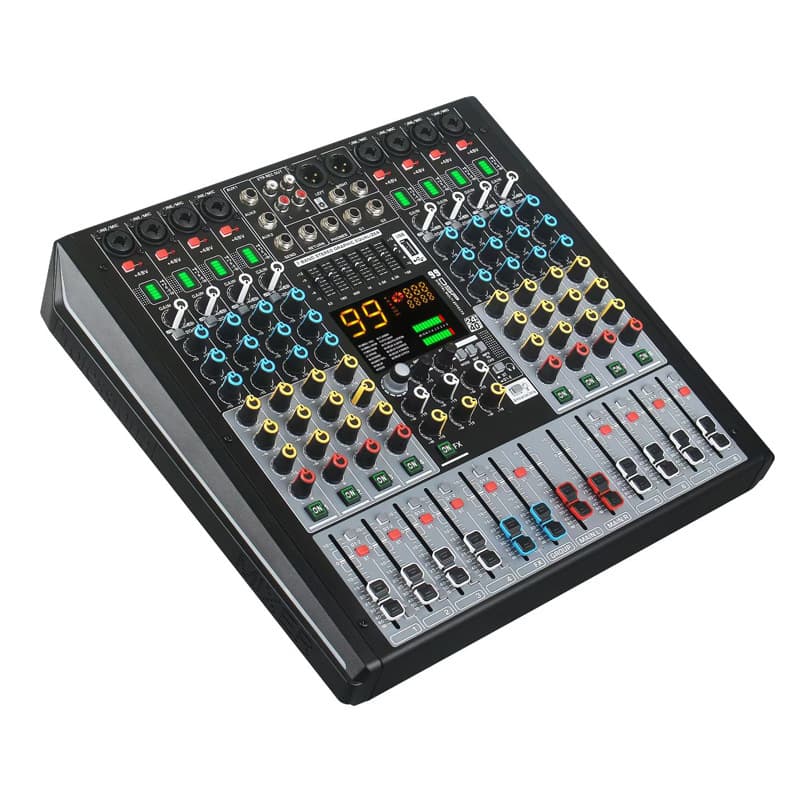 Professional 8-Channel Mixer with 99 Types of Effects, USB Bluetooth Recording, Reverb Equalizer, Stage Performance, Home Karaoke