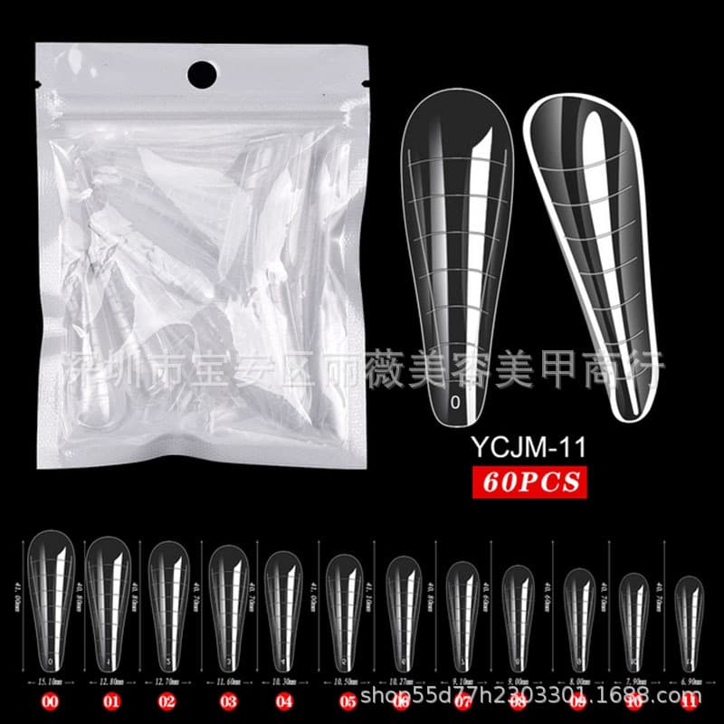 Cross-border nail art, nail molds, crystal extensions, paperless, fast gel nail extensions, 60 pieces per bag, extension gel set.