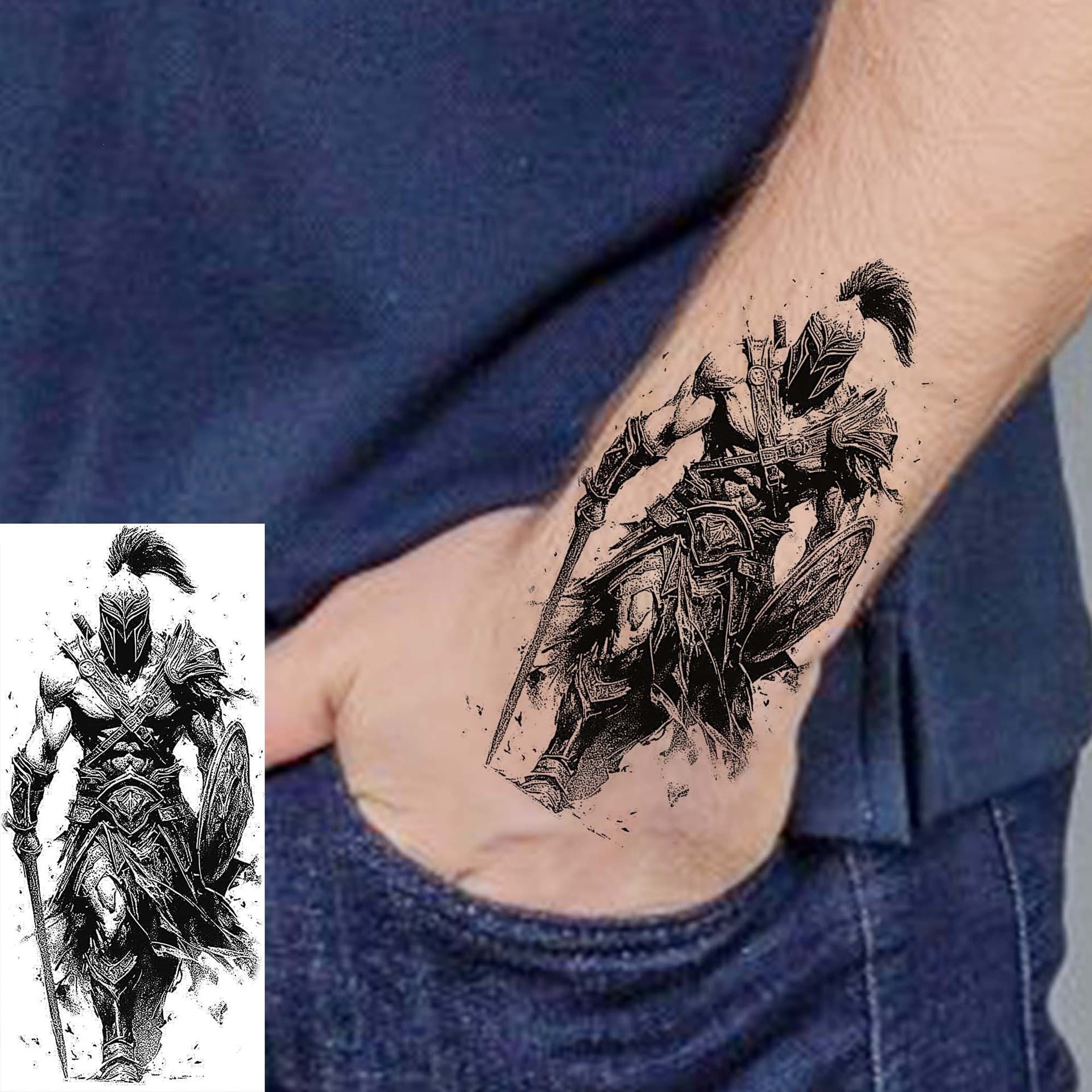 New Cross-Border EU/US Black and White Skull Animal TEMU Hand Back Arm Water Transfer Shein Tattoo Sticker