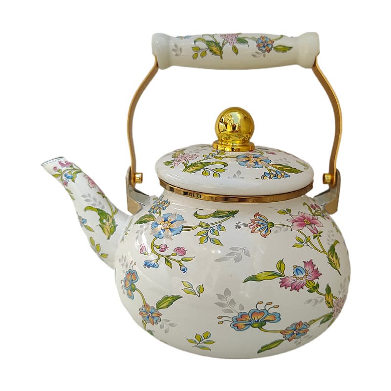 Thickened Enamel Teapot for Boiling Water, Summer Milk Tea, Herbal Tea, and Decoction Pot, Suitable for Induction Cooker and Open Flame, Golden Russian Pot