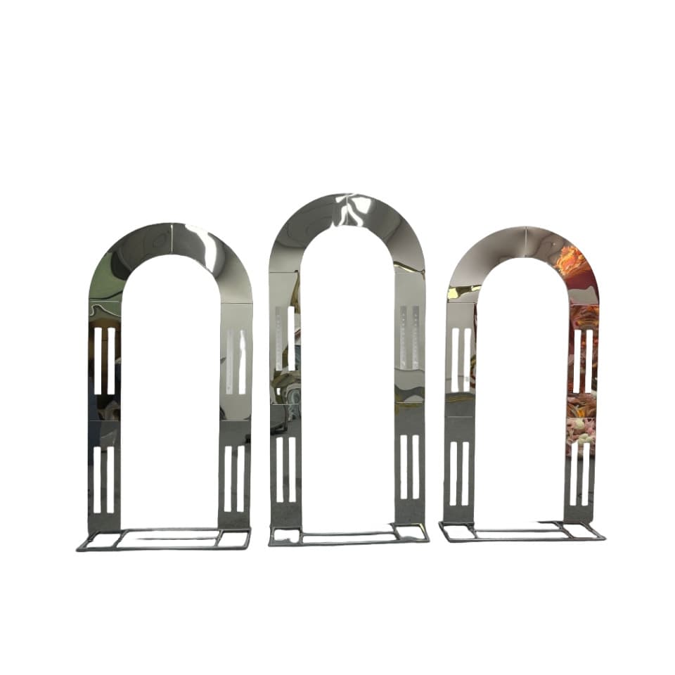 New Wedding Silver Props Semicircular Mesh Bead Curtain Stainless Steel Outdoor Screen Stage Layout Background Frame Arch