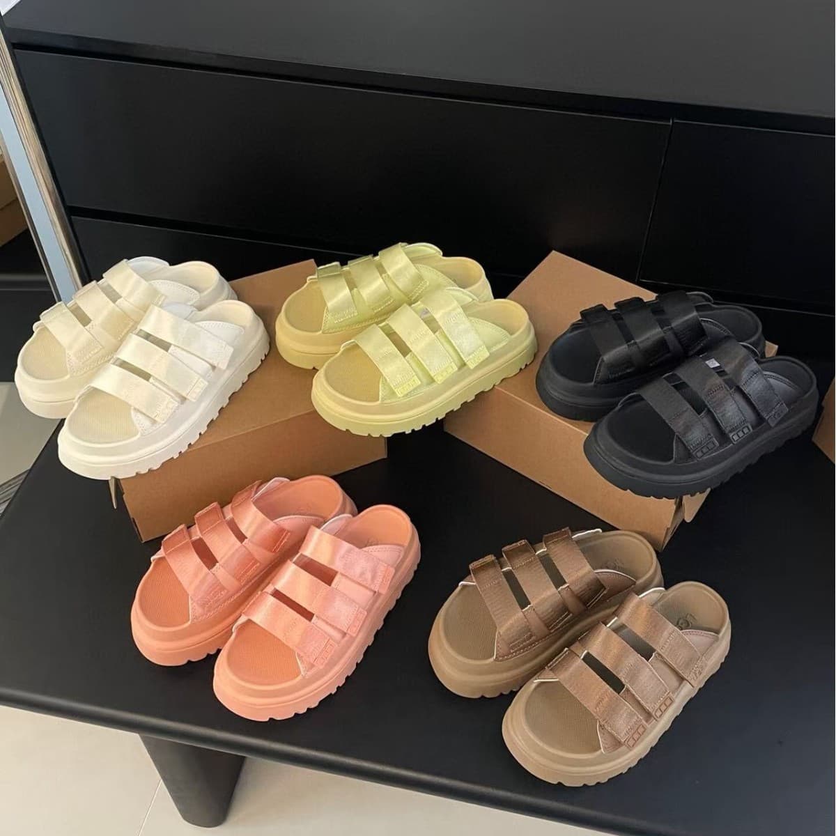 Putian New Style YouGG Casual Comfortable Thick-Soled Height-Increasing Open-Toe Velcro Slippers Casual Beach Shoes Olive Green Shoes