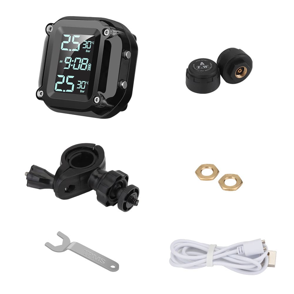 Motorcycle Tire Pressure Monitoring System 2 Tire Pressure Monitoring Sensor Electric Vehicle TPMS Wireless Transmission