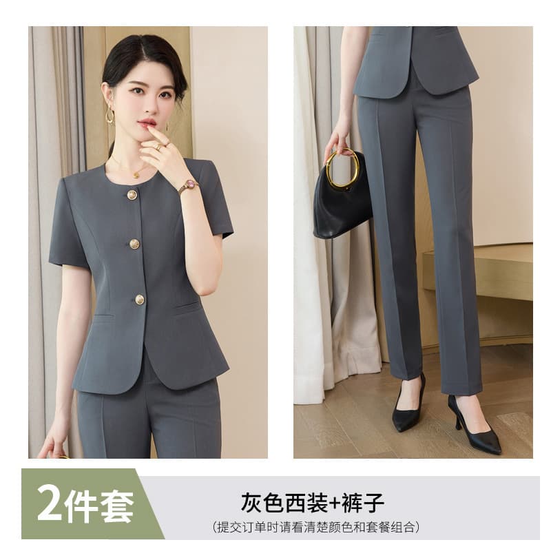 Summer Short-Sleeve Open-Front Blazer Jacket Women Pants Skirt Three-Piece Set Cross-Border Wholesale Fashion Trendy