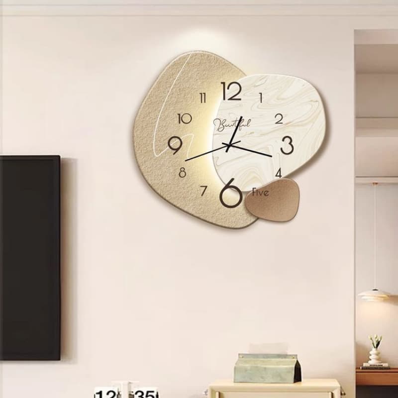 Nordic minimalist home decorative clock, no-drill wall clock, living room silent wall clock creative design
