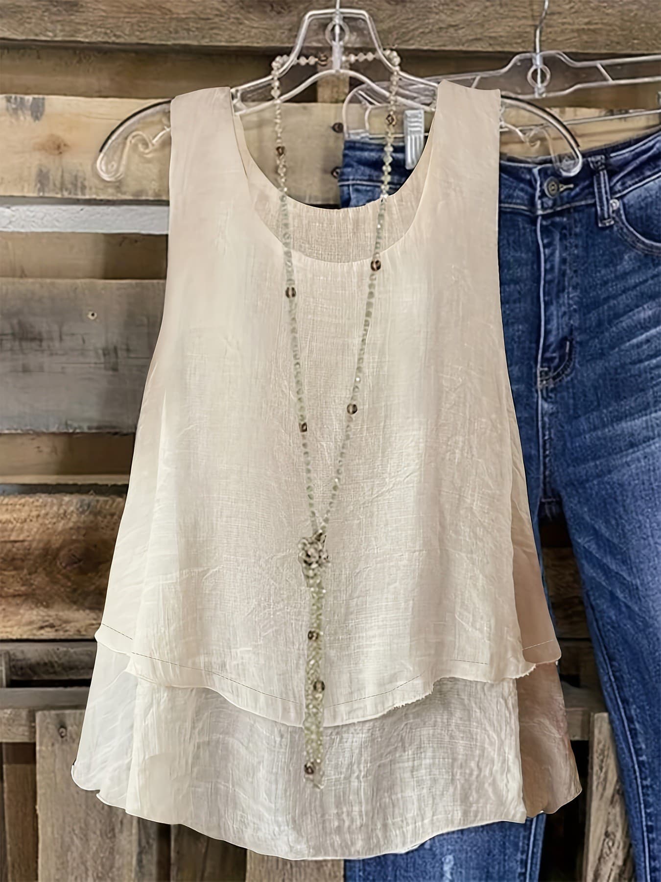 European and American cross-border 2026 summer plus size women's casual solid color two-layer vest loose top