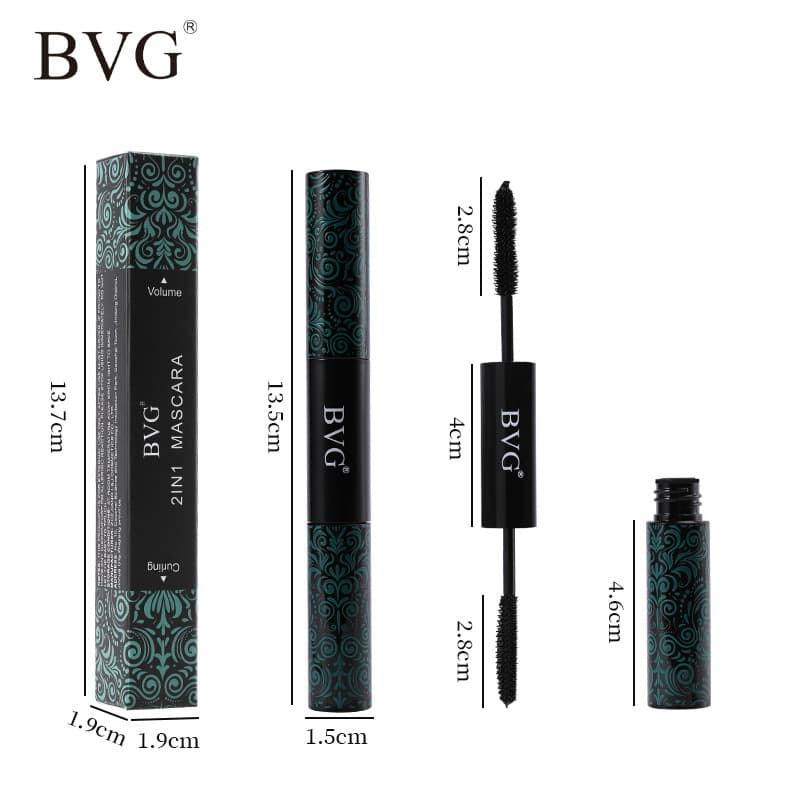 Cross-border Cosmetics BVG 2-in-1 Mascara Set Wholesale Waterproof Smudge-proof Lengthening Volumizing Curling No Logo