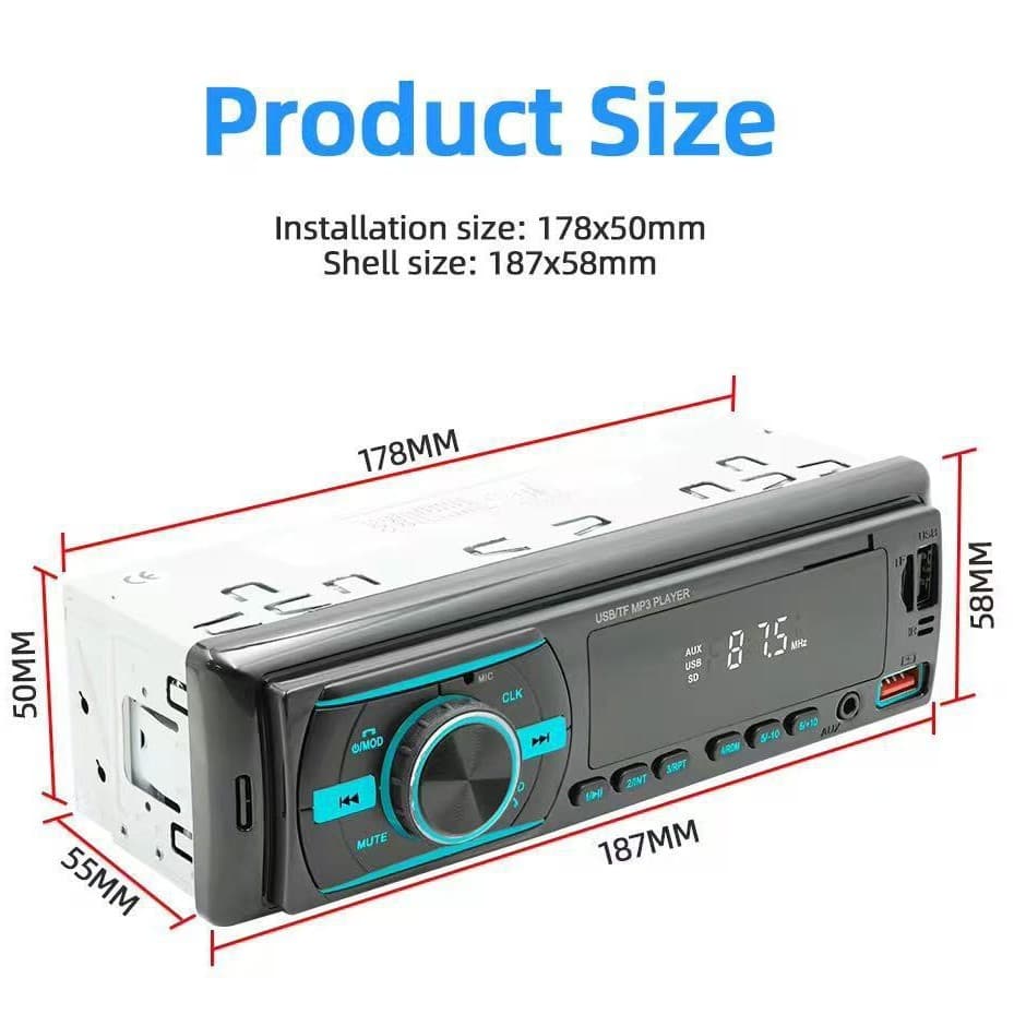Car MP3 player with Bluetooth, dual USB fast charging, seven-color lights, TF card slot, car FM radio, 920 LED.