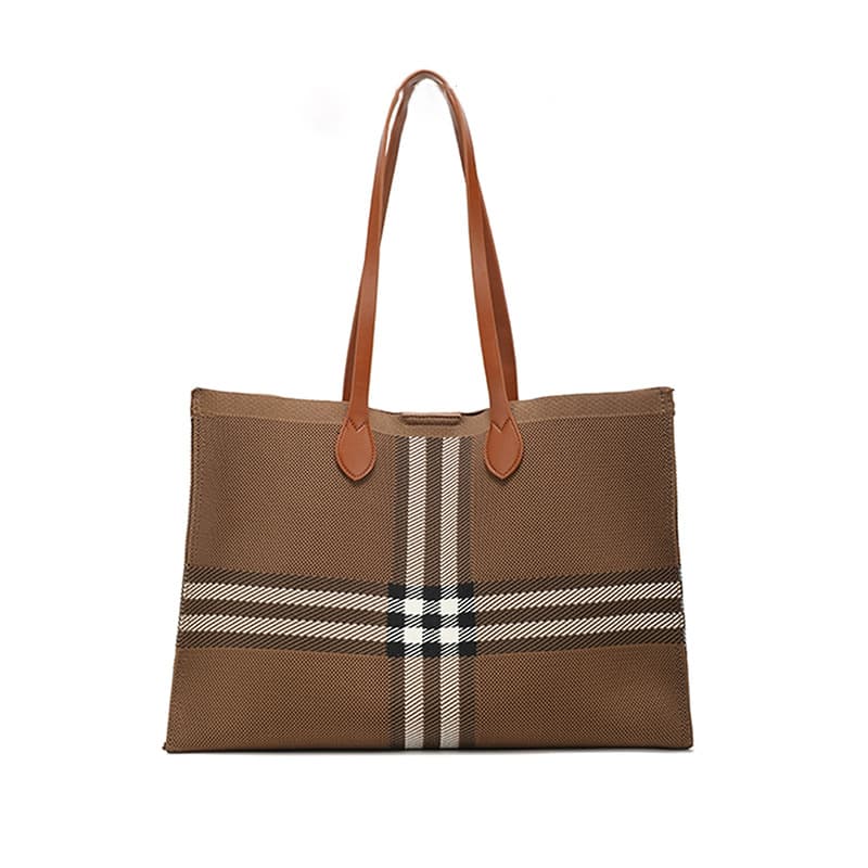 Large Capacity Striped Tote Bag 2025 New Casual Versatile Handbag Vintage Commute Shoulder Bag for Women