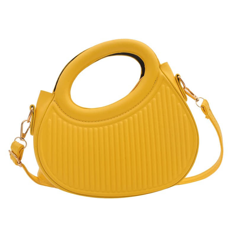 Fresh and Sweet Solid Color Striped Handbag for Women 2026 New Style Commuter Casual Stylish Round Shoulder Crossbody Bag