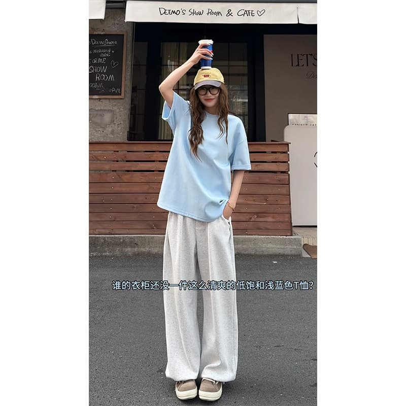 2026 Summer Short-Sleeve T-Shirt, Quality Cotton, Versatile Solid Color, Trendy Brand, Women's, Simple, Loose Fit, Unisex