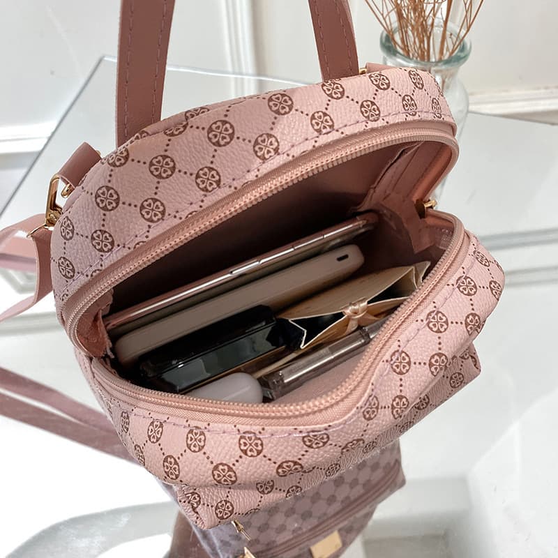 Crossbody Women's Front Pocket Printed Small Backpack 2025 Fall Winter Korean Style New Trendy Everyday Coin Purse
