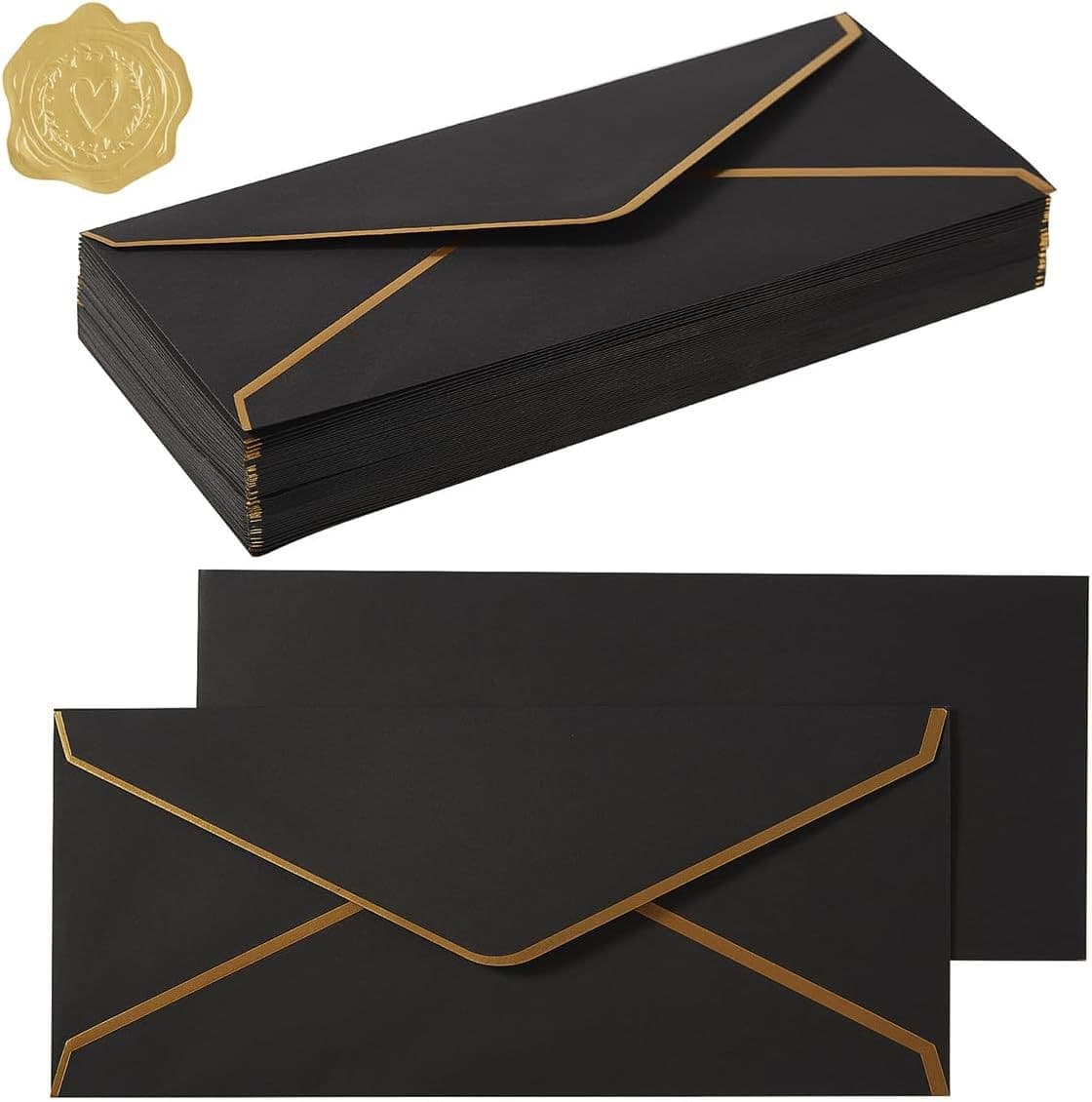 Amazon Hot Selling Envelope Set Creative Postcards Premium Gold Edge Letterhead Foil Stamped Logo Western Style Business Greeting Cards