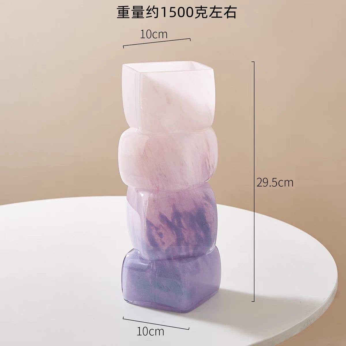 Medieval Style Gradient Colorful Geometric Square Vase Dining Table Soft Decoration Hotel Tv Counter Top Decorative Glass Ornaments