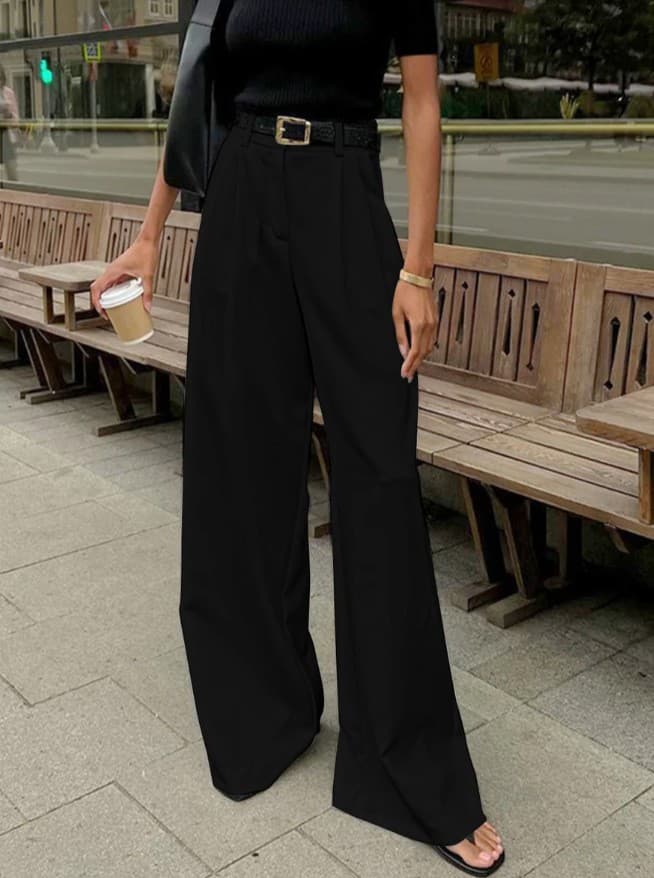 EU/US Cross-Border White Office Suit Pants Women's Fashion Versatile High-Waist Casual Trousers Loose Simple Floor-Length Long Pants