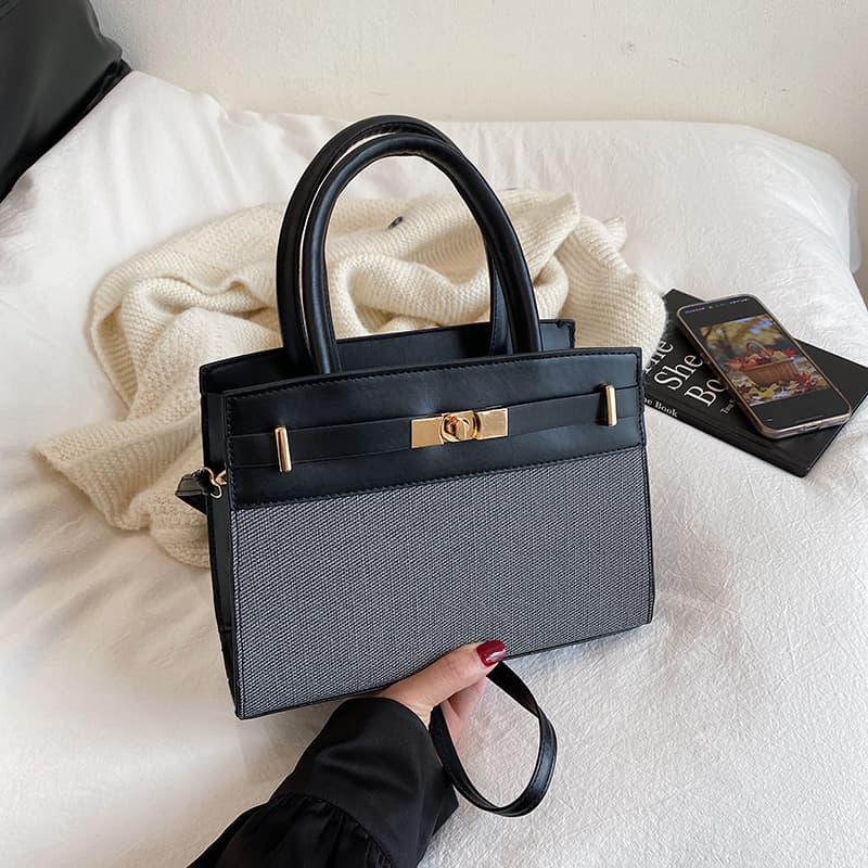 2025 New Women's Color Block Handbag, Stylish and High-Quality, Crossbody/Shoulder Bag, Commuter Small Square Bag