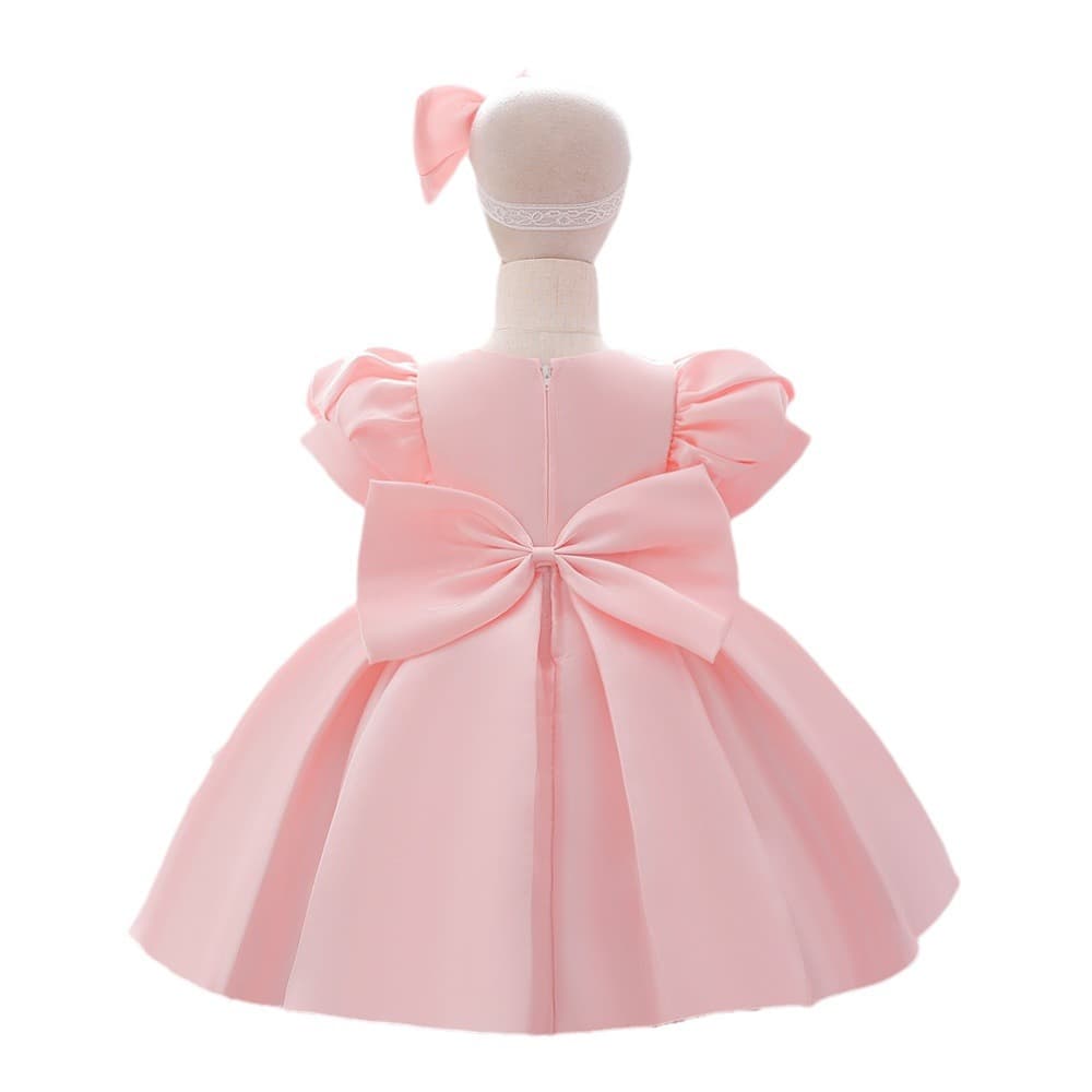 Baby's First Birthday Dress 2026 New Style Princess Dress with Fabric Bow for Piano Performance, Girl's Hostess Princess Dress