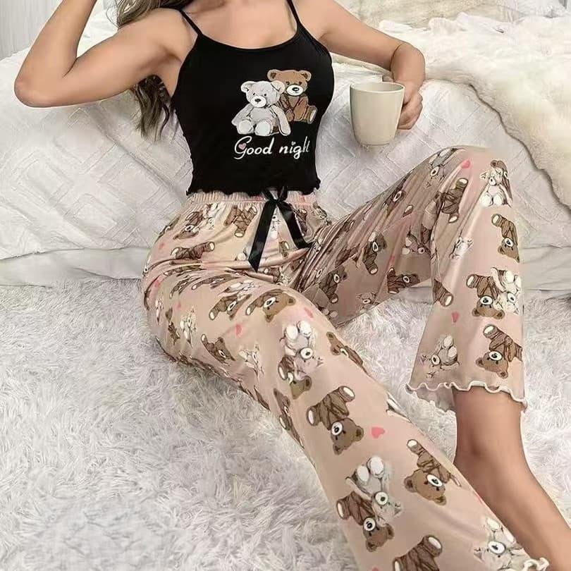 TEMU Exclusive Cross-Border New Printed Casual Loungewear Two-Piece Set Camisole Pants Sexy Pajamas SHEIN