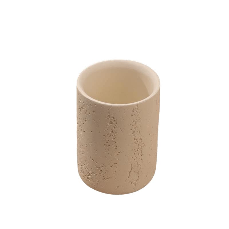 Cream Travertine Wash Cup Set, Toothbrush Cup, High-End Bathroom Cup with Tray, Wholesale with Free Shipping